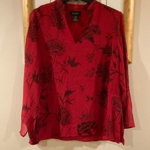 EUC lane Bryant  100%silk long sleeve blouse with lining